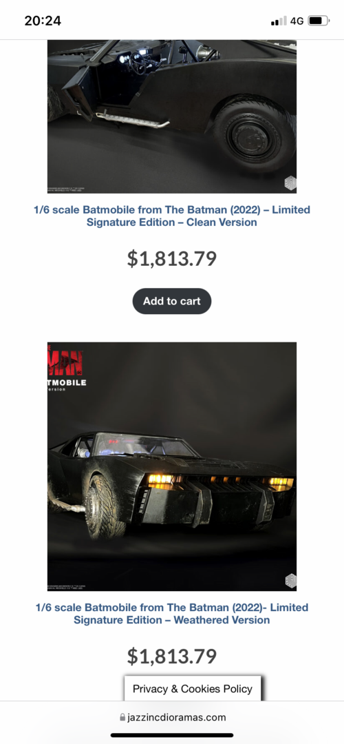 DC Shop: THE BATMAN Batmobile (Weathered Version) 1/6 Scale