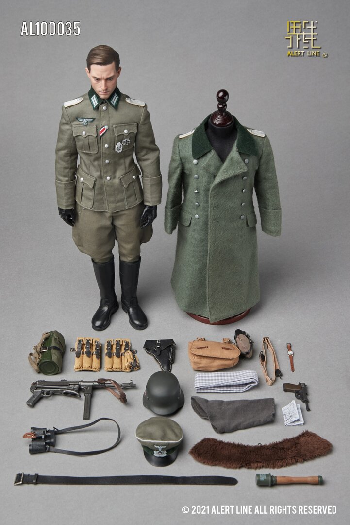 In The Past Toys 1/6 scale WWII Toy German Officers Gray cap silver piping